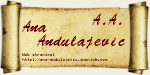 Ana Andulajević vizit kartica